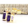 Image 2 : 2.55 CTW Natural Amethyst And Diamond Earrings 14k Solid Yellow Gold