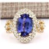 Image 1 : 5.11 CTW Natural Tanzanite And Diamond Ring In 14k Yellow Gold