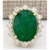 Image 1 : 18.59 CTW Natural Emerald And Diamond Ring In 14k Yellow Gold