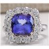 Image 1 : 6.91CTW Natural Blue Tanzanite And Diamond Ring 14K Solid White Gold
