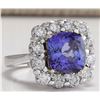 Image 2 : 6.91CTW Natural Blue Tanzanite And Diamond Ring 14K Solid White Gold