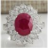 Image 1 : 5.80CTW Natural Ruby And Diamond Ring 14K Solid White Gold