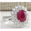 Image 2 : 5.80CTW Natural Ruby And Diamond Ring 14K Solid White Gold