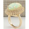 Image 3 : 10.38CTW Natural Opal And Diamond Ring 14K Solid Yellow Gold