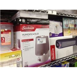 SHELF LOT OF HOUSEHOLD ITEMS INCLUDING HUMIDIFIER, TOASTER, ETC.