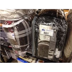 SHELF LOT OF ASSORTED LINENS AND AIR MATTRESS