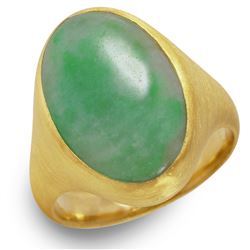 22KT Yellow Gold Oval Jade Ring -# 144