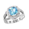Image 1 : 14KT White Gold Topaz and Diamond Ring -# 2009