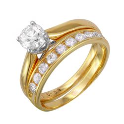 18KT Yellow Gold & Platinum Diamond Ring -# 1893