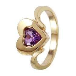 14KT Yellow Gold Amethyst Heart Ring -# 1088