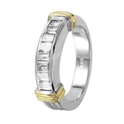 14KT Two Tone Gold Diamond Wedding Band -# 922