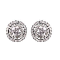 14KT White Gold Diamond Stud Earrings -# 1548