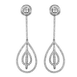 18KT White Gold Diamond Earrings -# 2018