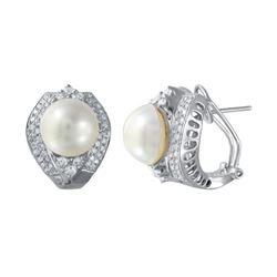 14KT White Gold Pearl Diamond Earrings -# 6534