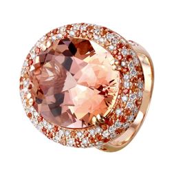 14KT Rose Gold Morganite, Sapphire & Diamond Ring -# 863