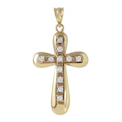 14KT Yellow Gold Diamond Cross Pendant -# 136