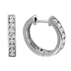 14KT White Gold Diamond Hoop Earrings -# 2311