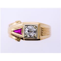 14KT Yellow Gold Diamond & Ruby Ring -# 1324