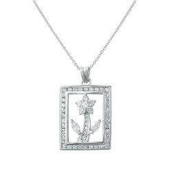18KT White Gold Ladies Slider with Chain  -# 6802-1