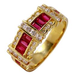 18KT Yellow Gold Ruby and Diamond Ring -# 7