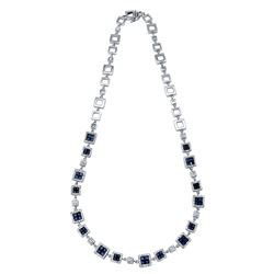 14KT White Gold Sapphire Necklace -# 6442-1
