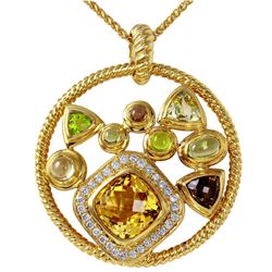 14KT Yellow Gold Gemstone Pendant & Chain -# 2030