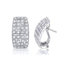 18KT White Gold Diamond Huggie Earrings  -# 6544-1
