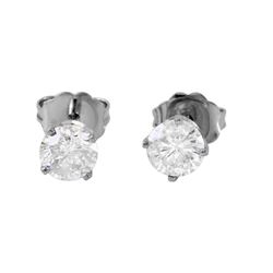 14KT White Gold Diamond Stud Earrings -# 1878