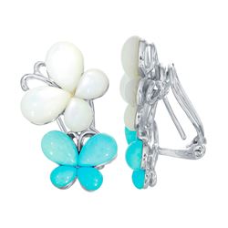 18KT White Gold Butterfly  Gemstone Earrings  -# 6533