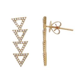 14KT Yellow Gold Diamond Earrings -# 7879