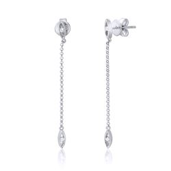 14KT White Gold Diamond Linear Earrings -# 6558-1