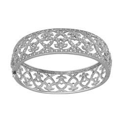18KT White Gold Diamond Bangle Bracelet -# 6479