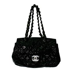 Chanel Puffy Black Patent Leather Flap Bag -# 405