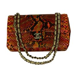 CHANEL Multi-Color Python Double Flat Bag  -# 592