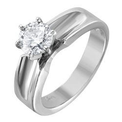 14KT White Gold Diamond Solitaire Ring -# 1483
