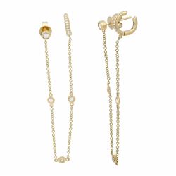 14KT Yellow Gold Diamond Earrings -# 7840