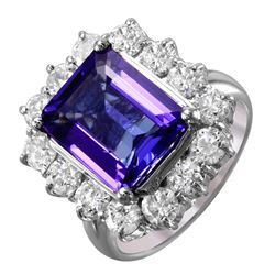 14KT White Gold Tanzanite and Diamond Ring -# 1542