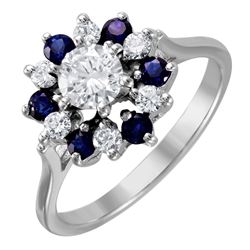 14KT White Gold Sapphire and Diamond Ring -# 1544
