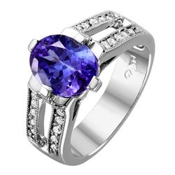 14KT White Gold Tanzanite & Diamond Ring -# 2142