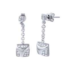 14KT White Gold Diamond Dangle Earrings  -# 6605