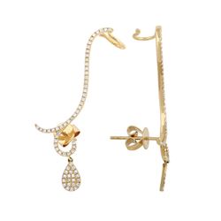 14KT Yellow Gold Diamond Earrings -# 7605