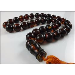 Natural Amber Muslim Prayer Tasbih 33 beads - 13 mm