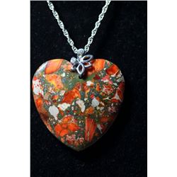 Natural Multi-Color Jasper Heart Stone Necklace