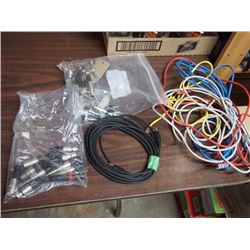 Box Full Of Audio Cable Parts, XLR Ends, Ethernet Cable