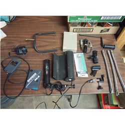 Box Full Of Audio Related, Lav Mic, Misc Mounts, Samson VHF Fm Reciever,
