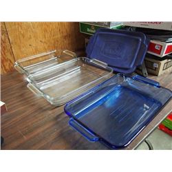 Glass Baking Dishes (3) W/ Covers (2)