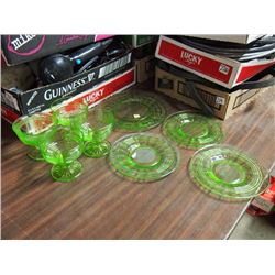 Lot Of Green Glass Dishware