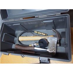 Black Toolbox W/ Hammer, Hatchet