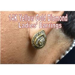 14K YELLOW GOLD DIAMOND LADIES' EARRINGS