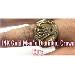 14K GOLD MEN'S DIAMOND CROWN RING